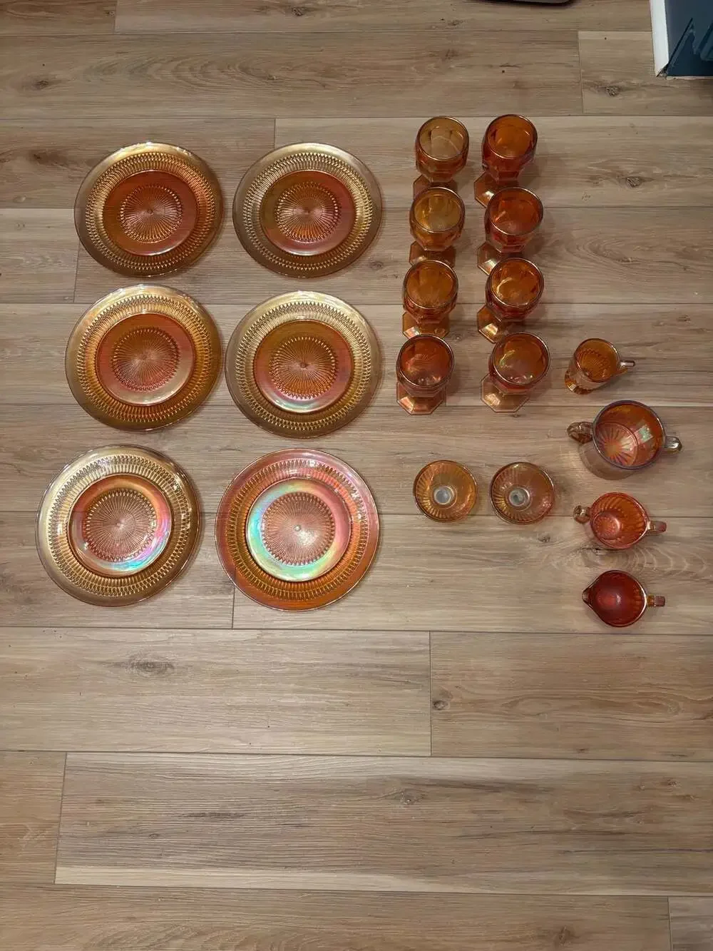 Vintage Marigold Carnival Glass Collection Fairy Light Glass Sunset Luminescent